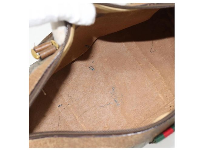 GUCCI GG Supreme Web Sherry Line Hand Bag PVC Beige Gold 39 02 007 - vista 11
