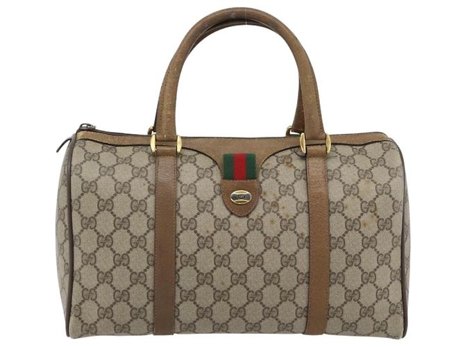 GUCCI GG Supreme Web Sherry Line Hand Bag PVC Beige Gold 39 02 007 - vista 13