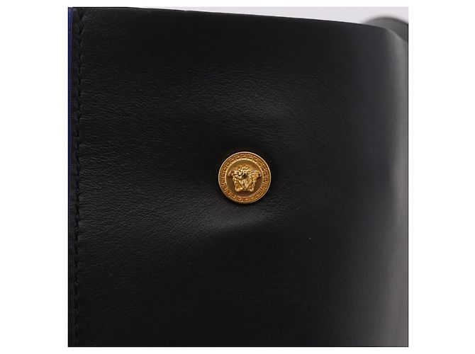 VERSACE Shoulder Bag Leather Blue Gold - vista 17
