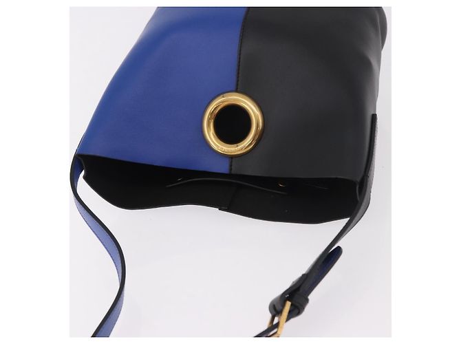 VERSACE Shoulder Bag Leather Blue Gold - vista 6