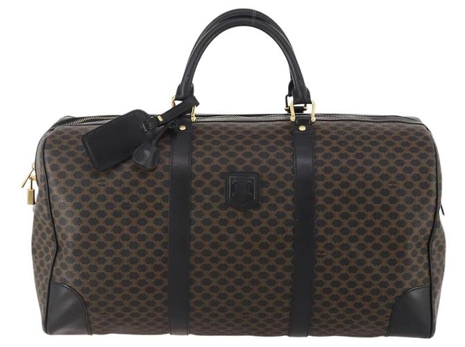 Céline CELINE Macadam Canvas Boston Bag PVC Leather Black Gold - vista 13