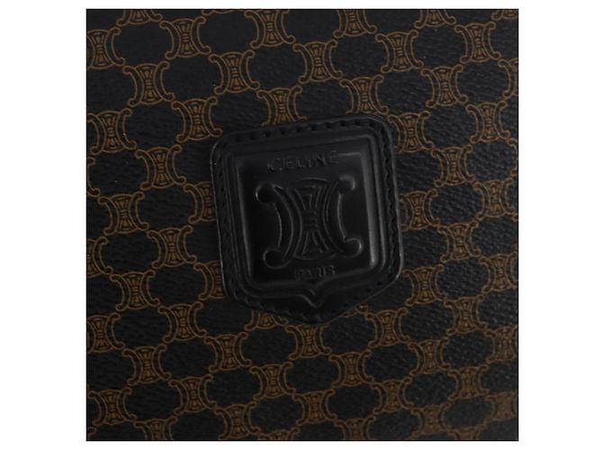 Céline CELINE Macadam Canvas Boston Bag PVC Leather Black Gold - vista 18