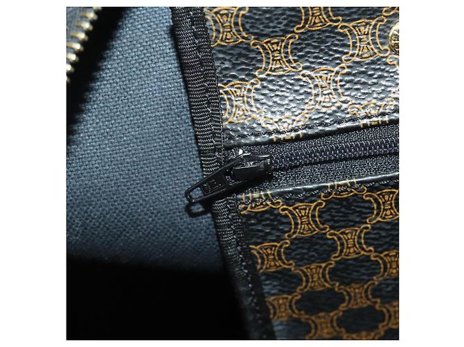 Céline CELINE Macadam Canvas Boston Bag PVC Leather Black Gold - vista 22