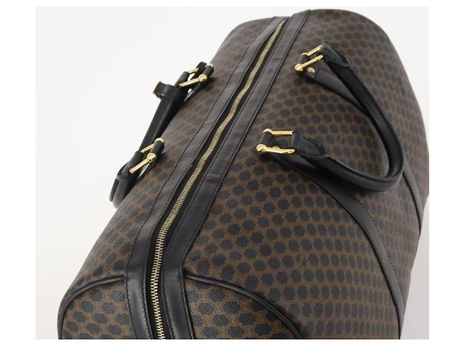 Céline CELINE Macadam Canvas Boston Bag PVC Leather Black Gold - vista 6