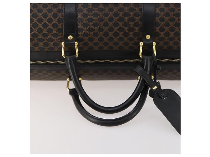 Céline CELINE Macadam Canvas Boston Bag PVC Leather Black Gold - vista 7