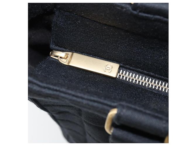 CHANEL Tote Bag Algodón Dorado Negro CC - vista 17