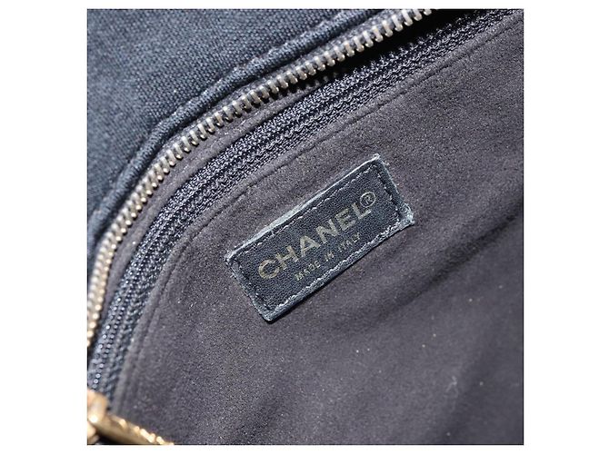 CHANEL Tote Bag Algodón Dorado Negro CC - vista 18