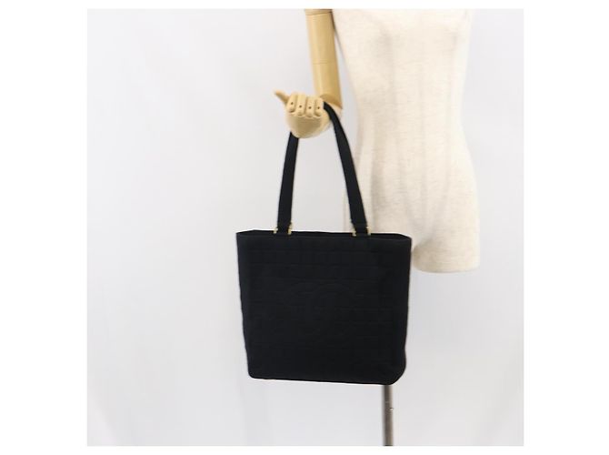 CHANEL Tote Bag Algodón Dorado Negro CC - vista 23