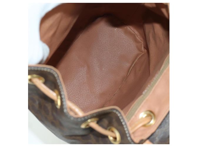 Céline CELINE Macadam Canvas Backpack PVC Leather Brown Gold - vista 11