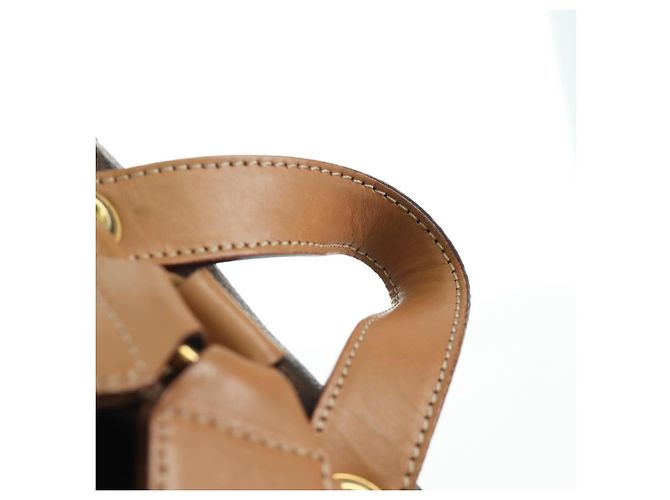 Céline CELINE Macadam Canvas Backpack PVC Leather Brown Gold - vista 14