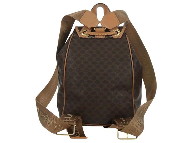 Céline CELINE Macadam Canvas Backpack PVC Leather Brown Gold - vista 2