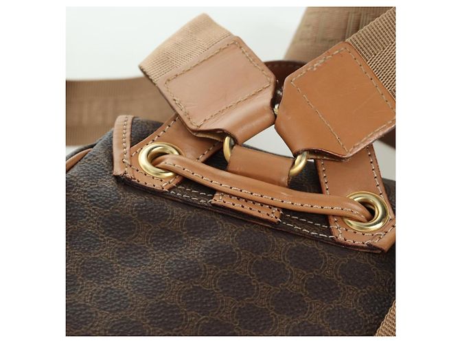 Céline CELINE Macadam Canvas Backpack PVC Leather Brown Gold - vista 20