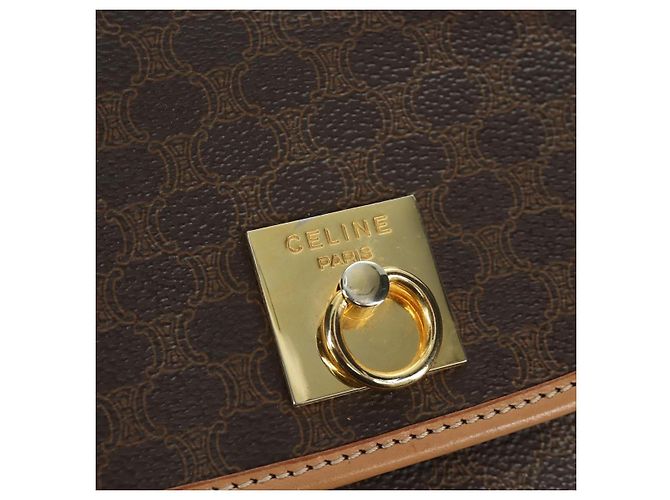 Céline CELINE Macadam Canvas Backpack PVC Leather Brown Gold - vista 21