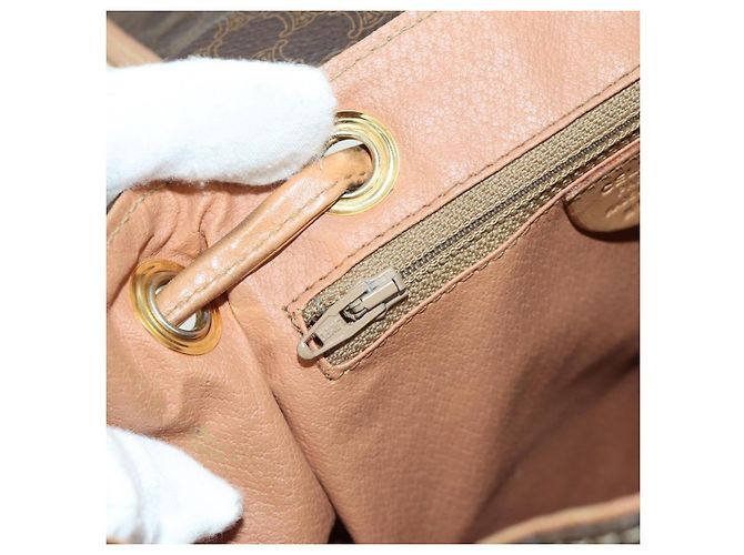 Céline CELINE Macadam Canvas Backpack PVC Leather Brown Gold - vista 25