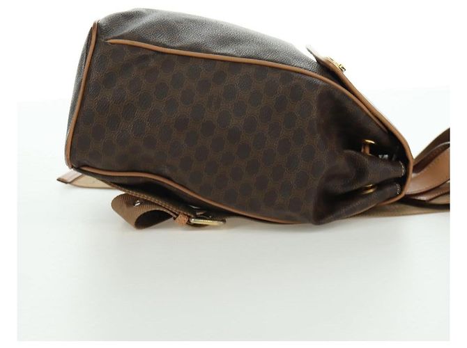 Céline CELINE Macadam Canvas Backpack PVC Leather Brown Gold - vista 4