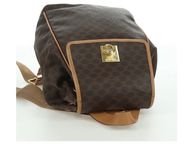 Céline CELINE Macadam Canvas Backpack PVC Leather Brown Gold - vista 6
