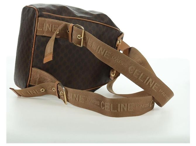 Céline CELINE Macadam Canvas Backpack PVC Leather Brown Gold - vista 8