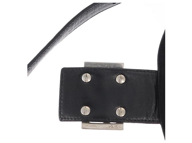 FENDI Mamma Baguette Shoulder Bag Nylon Black Silver - vista 10