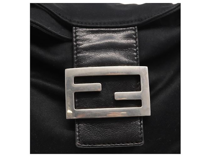 FENDI Mamma Baguette Shoulder Bag Nylon Black Silver - vista 18