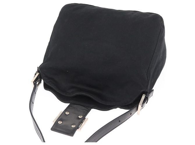 FENDI Mamma Baguette Shoulder Bag Nylon Black Silver - vista 19