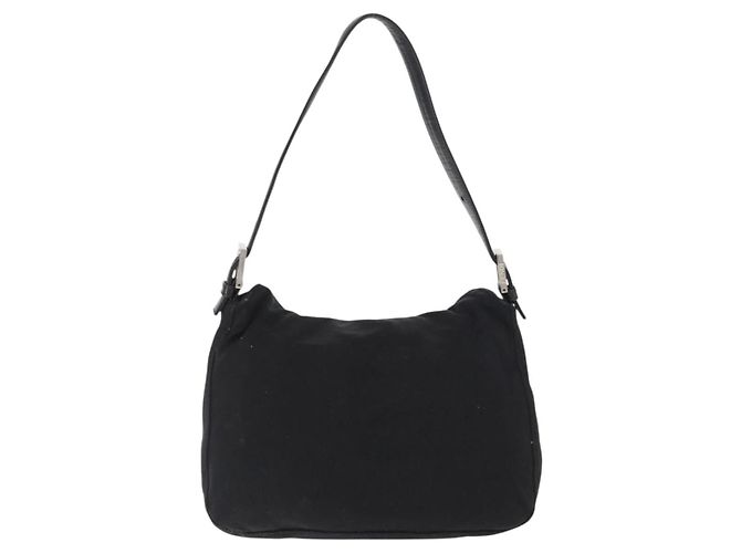 FENDI Mamma Baguette Shoulder Bag Nylon Black Silver - vista 2