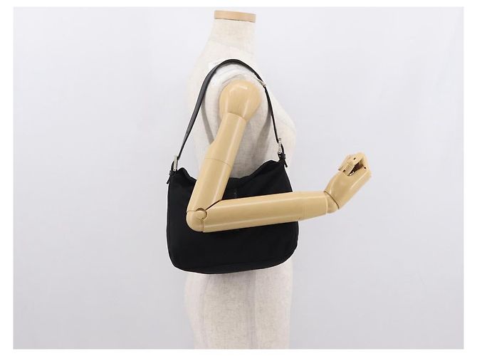 FENDI Mamma Baguette Shoulder Bag Nylon Black Silver - vista 25