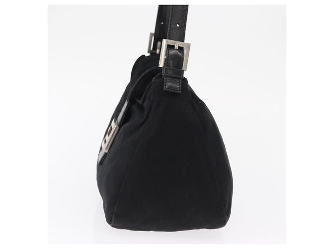 FENDI Mamma Baguette Shoulder Bag Nylon Black Silver - vista 3