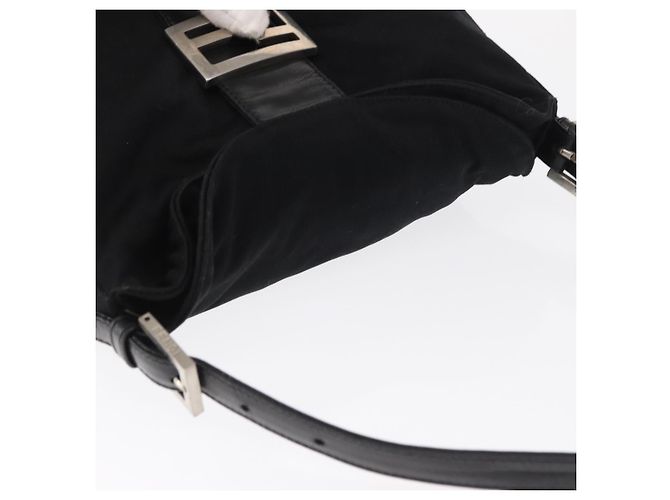 FENDI Mamma Baguette Shoulder Bag Nylon Black Silver - vista 6