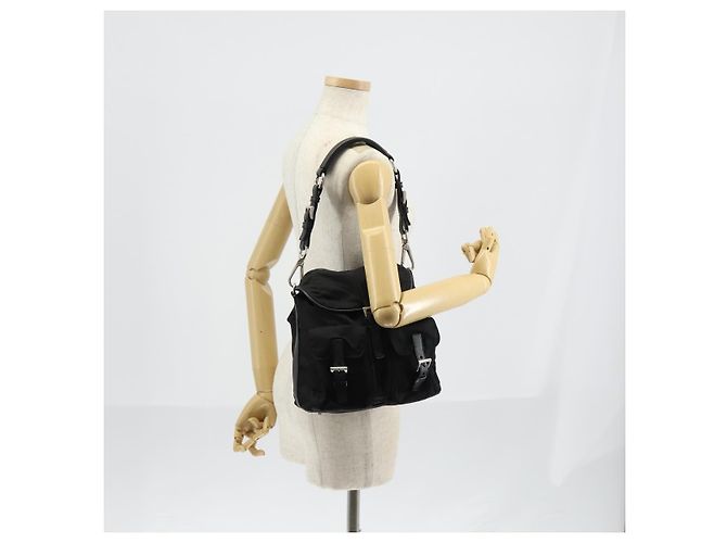PRADA Schultertasche Nylon Black Silver - Ansicht 25