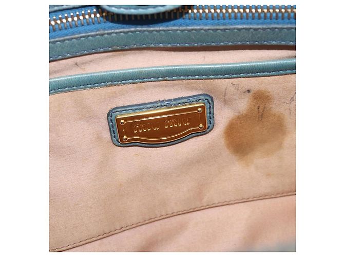 Miu Miu Hand Bag Leather 2way Light Blue Gold - vista 10