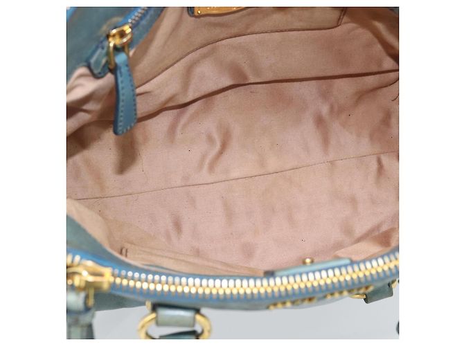 Miu Miu Hand Bag Leather 2way Light Blue Gold - vista 11