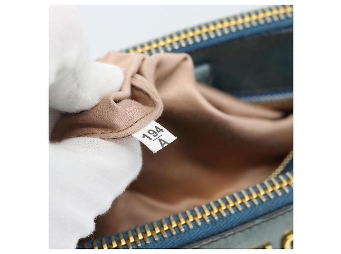 Miu Miu Hand Bag Leather 2way Light Blue Gold - vista 12