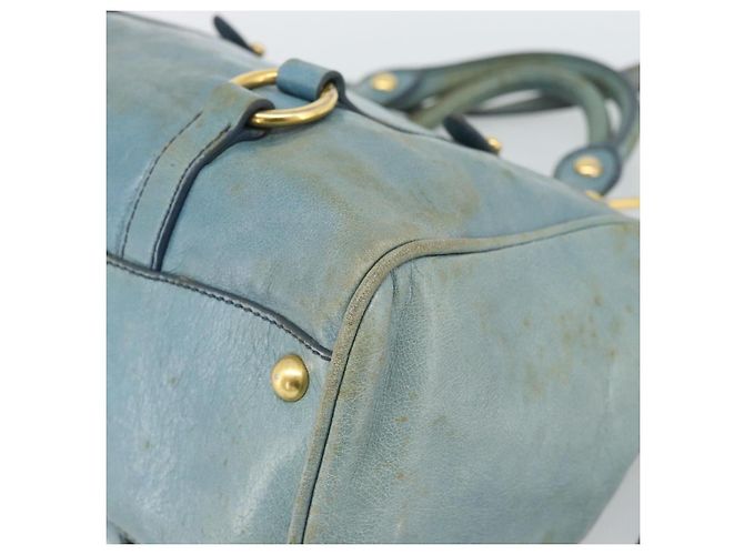 Miu Miu Hand Bag Leather 2way Light Blue Gold - vista 17