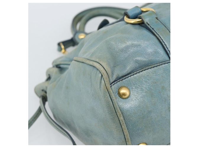 Miu Miu Hand Bag Leather 2way Light Blue Gold - vista 18