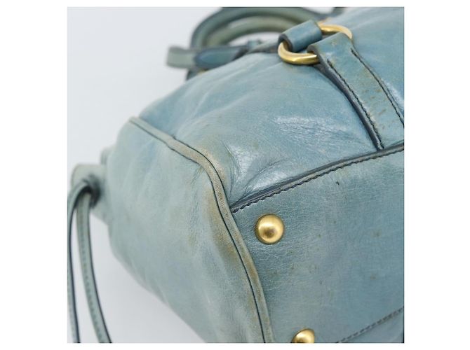 Miu Miu Hand Bag Leather 2way Light Blue Gold - vista 20