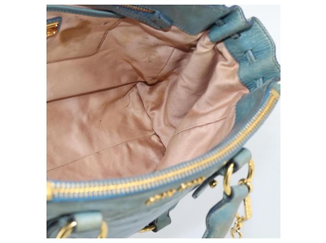 Miu Miu Hand Bag Leather 2way Light Blue Gold - vista 21