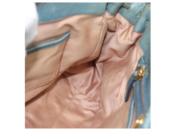 Miu Miu Hand Bag Leather 2way Light Blue Gold - vista 23