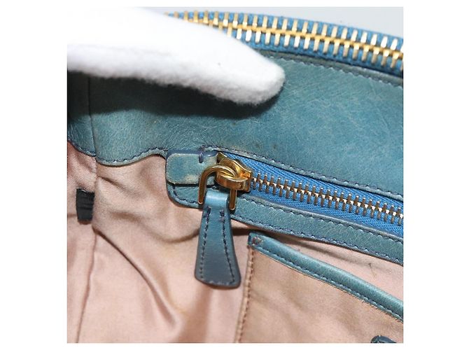 Miu Miu Hand Bag Leather 2way Light Blue Gold - vista 24