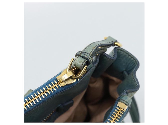 Miu Miu Hand Bag Leather 2way Light Blue Gold - vista 27