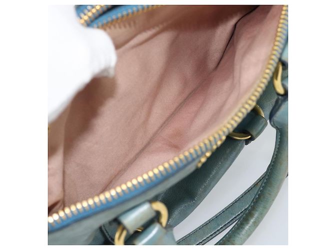 Miu Miu Hand Bag Leather 2way Light Blue Gold - vista 30