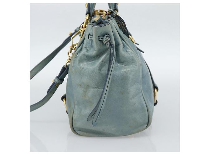 Miu Miu Hand Bag Leather 2way Light Blue Gold - vista 4