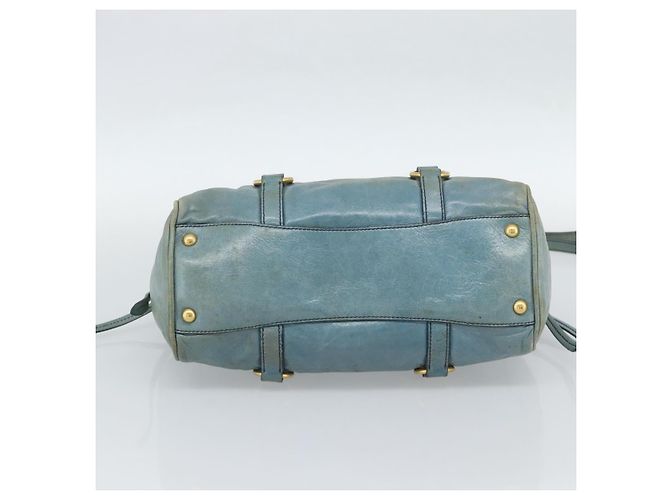 Miu Miu Hand Bag Leather 2way Light Blue Gold - vista 5