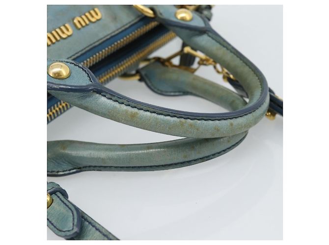 Miu Miu Hand Bag Leather 2way Light Blue Gold - vista 7