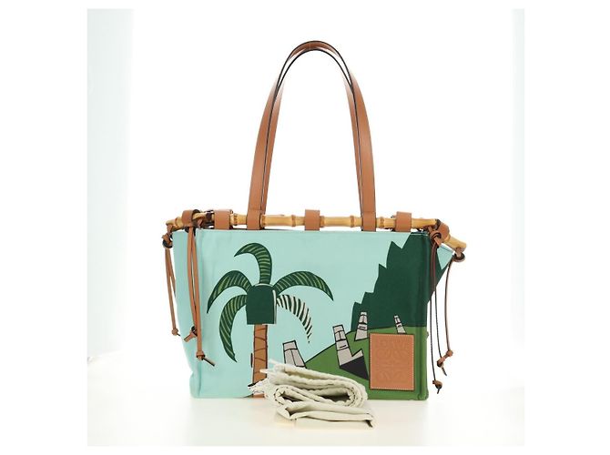 LOEWE Cushion Tote Bag Canvas Light Blue - vista 12