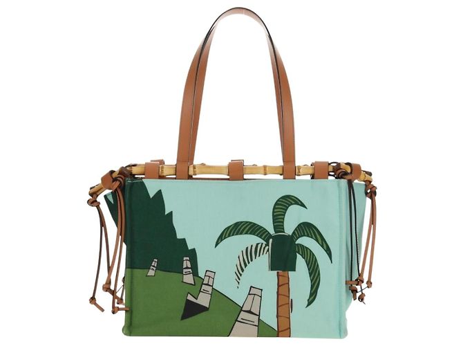 LOEWE Cushion Tote Bag Canvas Light Blue - vista 2