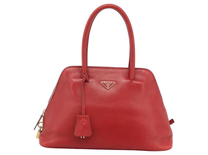 PRADA Hand Bag Leather Red Gold - vista 13