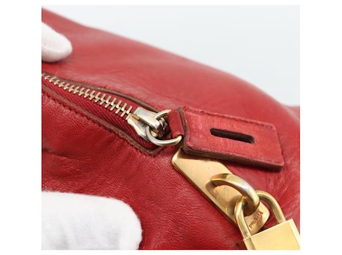 PRADA Hand Bag Leather Red Gold - vista 19