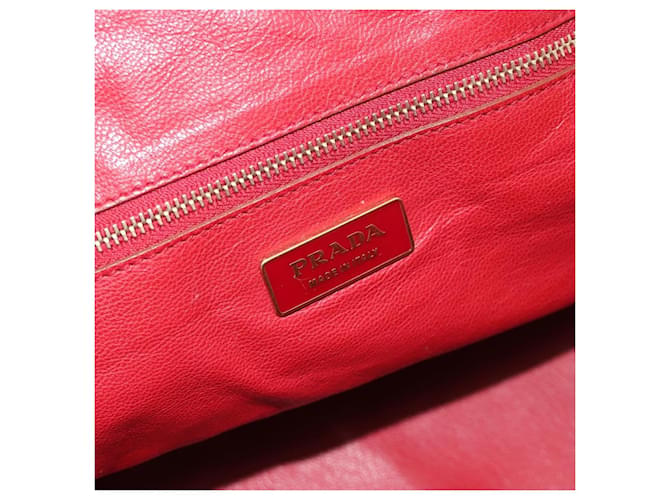 PRADA Hand Bag Leather Red Gold - vista 22