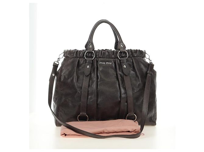Miu Miu Hand Bag Leather 2way Gray Silver - vista 12