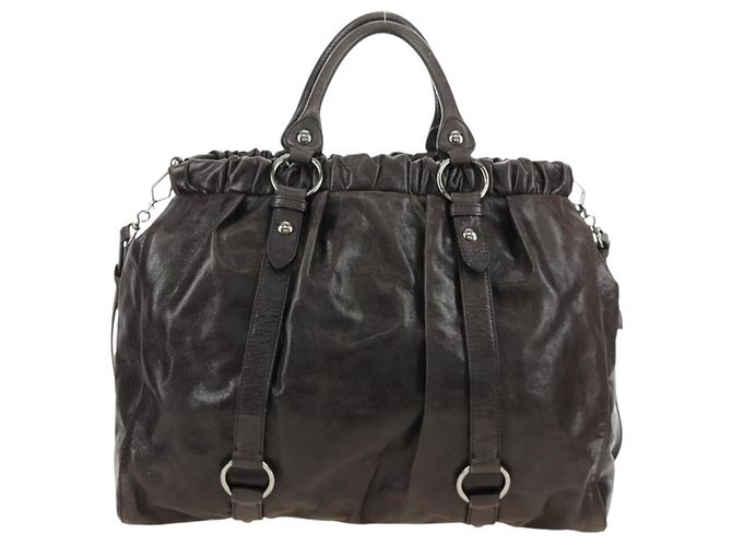 Miu Miu Hand Bag Leather 2way Gray Silver - vista 2